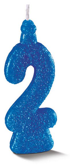 Vela de Aniversário Siba Número 2 Pop Cor Azul com Glitter Unidade