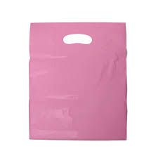 Sacola Plástica Alça Boca de Palhaço Cor Rosa Bebê 25cm x 35cm Pacote Com 10