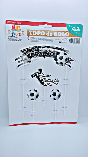 Topo de Bolo Nc Toys Time do Coração - Cores Preto e Branco Botafogo e Vasco Composto por 1 Topo Principal 24cm + 3 Decorações Menores 10cm R.9620