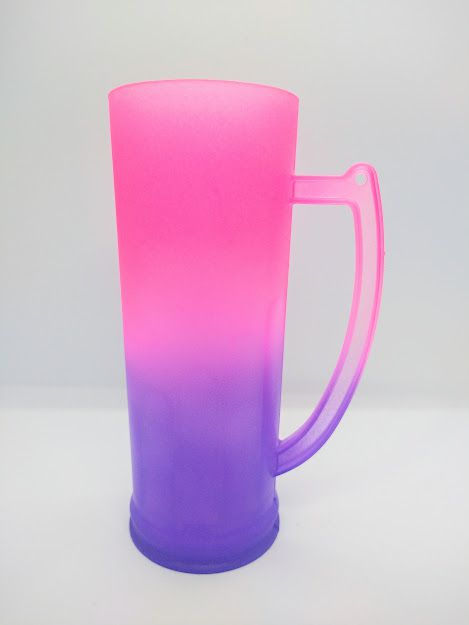 Caneca Acrílica 400ml 16cm Altura 6cm de Boca Degradê Roxo Com Rosa Unidade