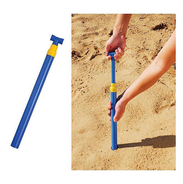 Saca Areia Com Pressão para Guarda Sol Mor Cor Azul Com Amarelo 46cm x 4,7cm x 3,5cm Unidade