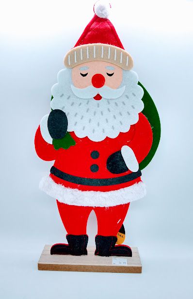 Enfeite Decorativo Natal Papai Noel Bea Em Feltro 39cm Altura x 18cm Largura R.NTD29004 Unidade