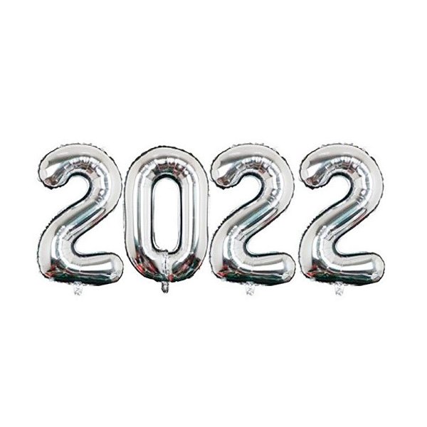 Kit Balão Metalizado 2022 Cor Prata 40cm Altura Com 4 Peças R.YDH-2280