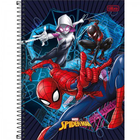 Caderno Espiral Universitário 10 Matérias Tilibra Spider Man Light Capa Dura Sortida 20cm x 27cm R.310131 Com 160 Folhas
