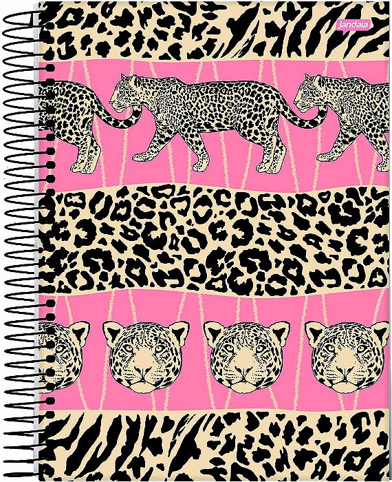 Caderno Espiral Colegial 10 Matérias Jandaia Wild Animals Capa Dura Sortida 17cm x 24cm R.71158 Com 160 Folhas