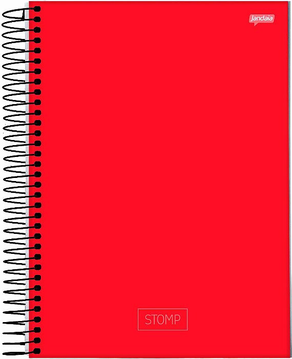 Caderno Espiral Universitário 10 Matérias Jandaia Stomp Vermelho Capa Dura 20cm x 27cm R.64073 Com 200 Folhas