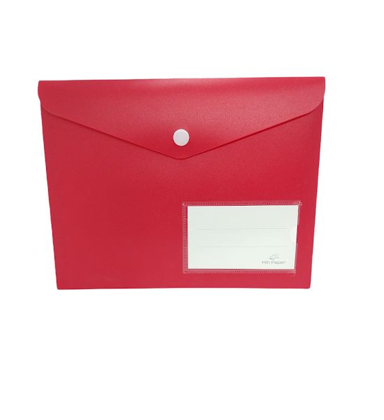 Pasta Plástica Envelope Com Botão De Pressão Cor Vermelha 17cmx22cm Unidade