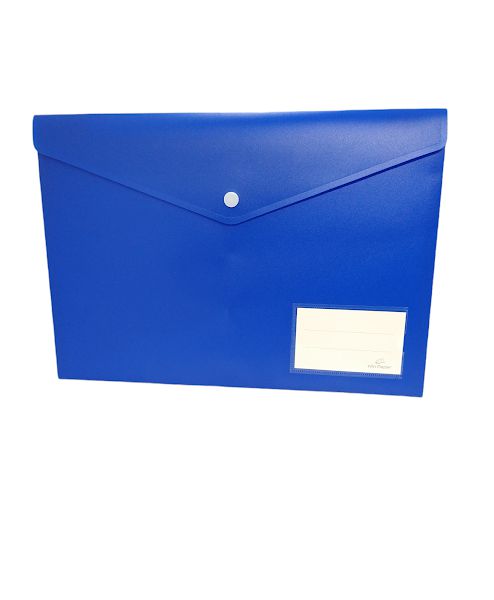 Pasta Plástica Envelope Com Botão De Pressão Cor Azul 33cmx23cm Unidade