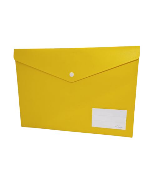 Pasta Plástica Envelope Com Botão De Pressão Cor Amarelo 23cmx33cm Unidade