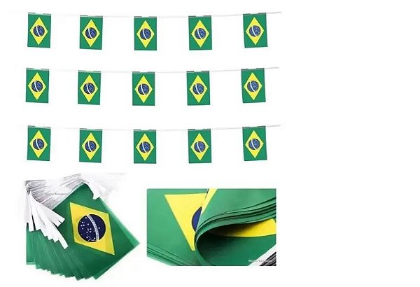 Bandeira Do Brasil De Tecido Modelo Varal - Copa Do Mundo 14cm x 21cm R.CP410 Com 6 Metros