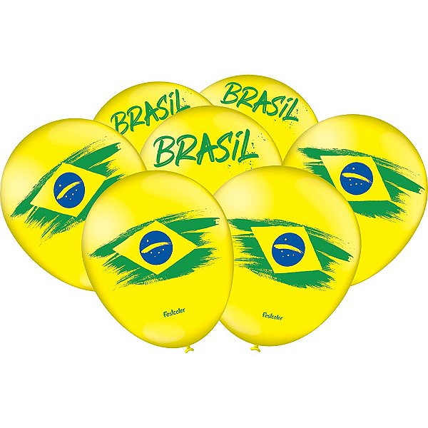 Balão Decorativo Fest Color Amarelo Brasil Copa 2022 Especial Pacote Com 25