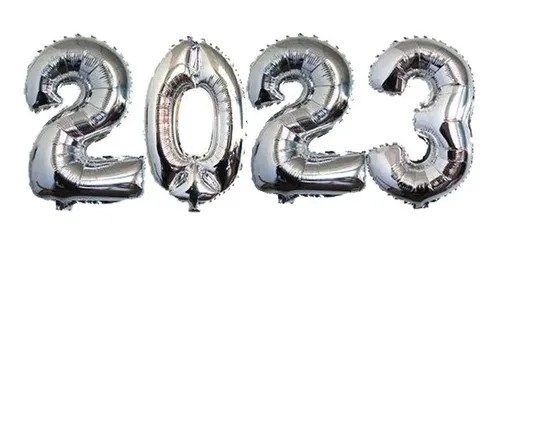 Balão Metalizado 2023 Prata 40cm R.YDH-2280 Kit Com 4 Peças