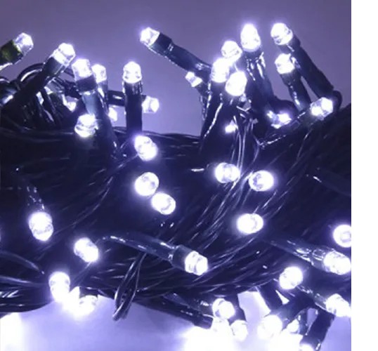 Pisca Pisca Natal Com 50 Leds Brancas 8 Funções Fio Verde 127V R.19064 Unidade