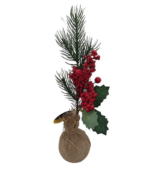 Enfeite Natal Vaso Decorativo Frutos 30cm R.NTA86033 Unidade