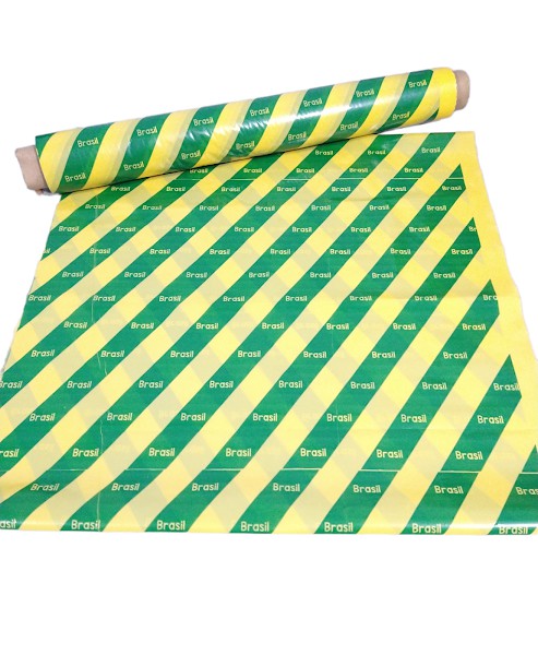 Plástico Decorativo Listras Verde E Amarelo Copa Do Mundo Rolo Com 25 Metros