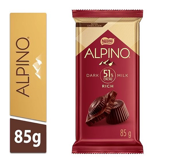 Chocolate Lacta Alpino 85 Gramas Dark Milk 51% Cacau Unidade