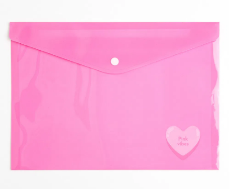 Pasta Plástica Envelope Leonora Pink Vibes Coração Blister Com 1 (23cm x 32cm) R.81004 UNidade