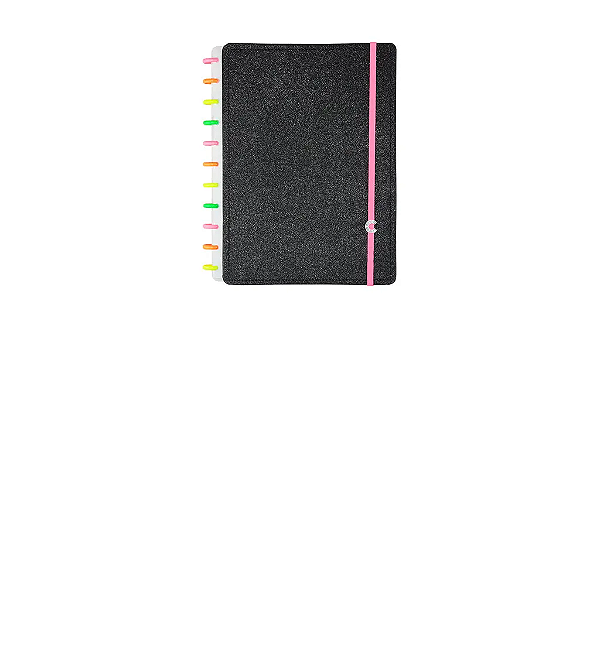 Caderno Inteligente Lets Glitter Neon Black A5 (15cm x 20cm) R.52138 Com 80 Folhas