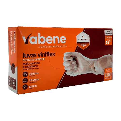 Luva Viniflex Sem Talco Vabene Tamanho G R.1532 Caixa com 100 luvas