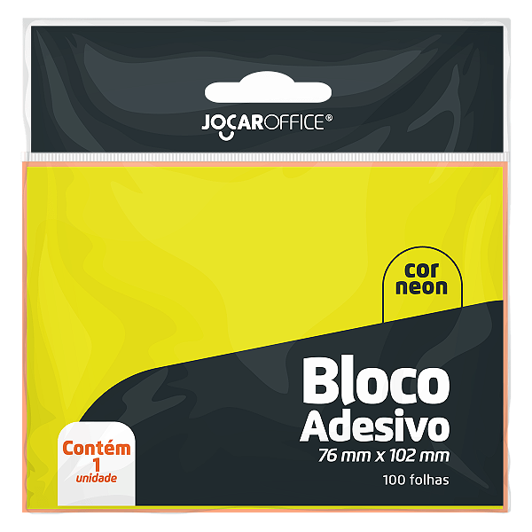 Bloco Adesivo para Recado Jocar Amarelo Neon 76x102mm Ref 10160 100 Folhas