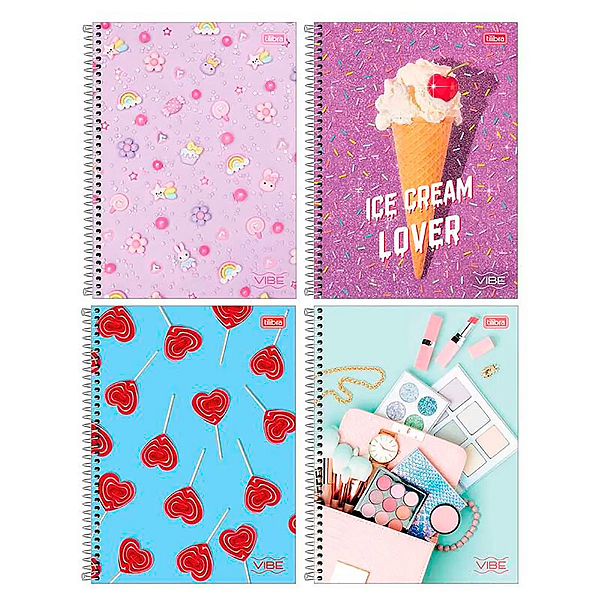 Caderno Universitário Tilibra Vibe Feminino 10 Matérias 160 Folhas Capa Sortida Unidade – Ref. 395269