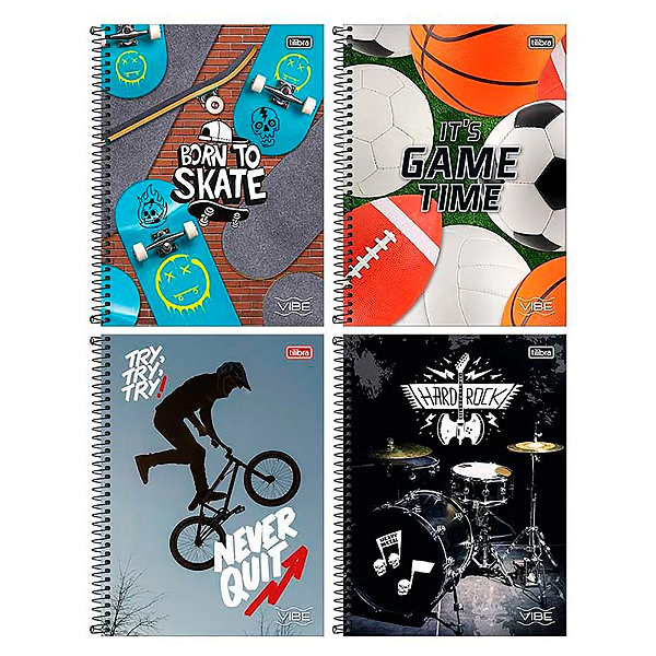 Caderno Universitário Tilibra Vibe Masculino 10 Matérias 160 Folhas Capa Sortida Unidade – Ref. 395315