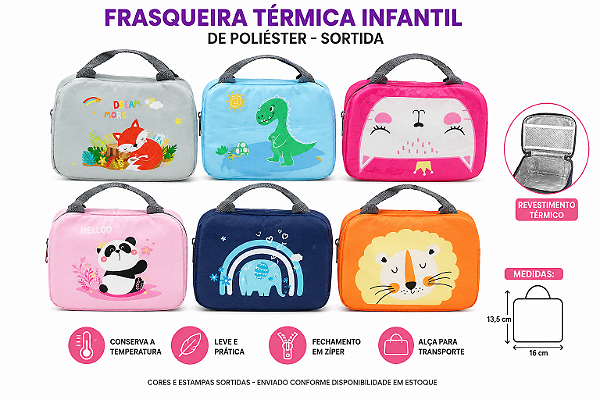 Frasqueira Térmica Infantil Poliéster 13,5x16cm Sortida – Unidade