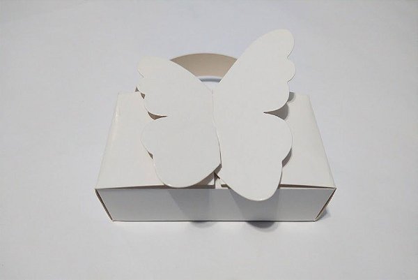 Mini Caixa Branca Borboleta Para 10 Chocolates Bis 9cm x 5cm x 2,5cm Unidade