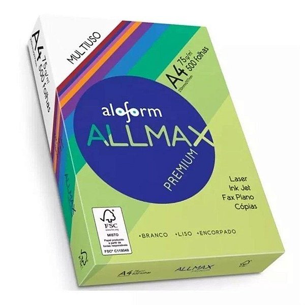 Papel A4 Allmax 210x297 Pacote Com 500 Folhas Unidade