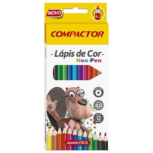 Lápis de Cor Neo Pen Compactor Com 12 Cores