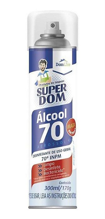 Álcool Aerossol Super Dom 70% 300ml/170 Gramas Unidade