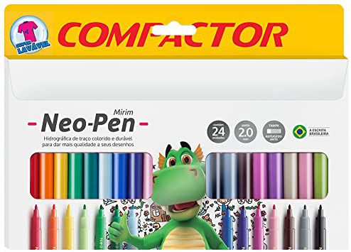 Caneta Hidrocor Neo Pen Mirim Compactor Com 24 Cores