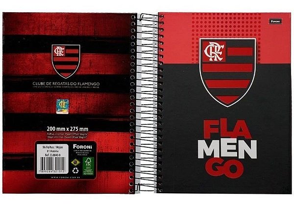 Caderno Capa Dura Foroni 1X1 Esp Univ 96 Folhas Flamengo R.338840