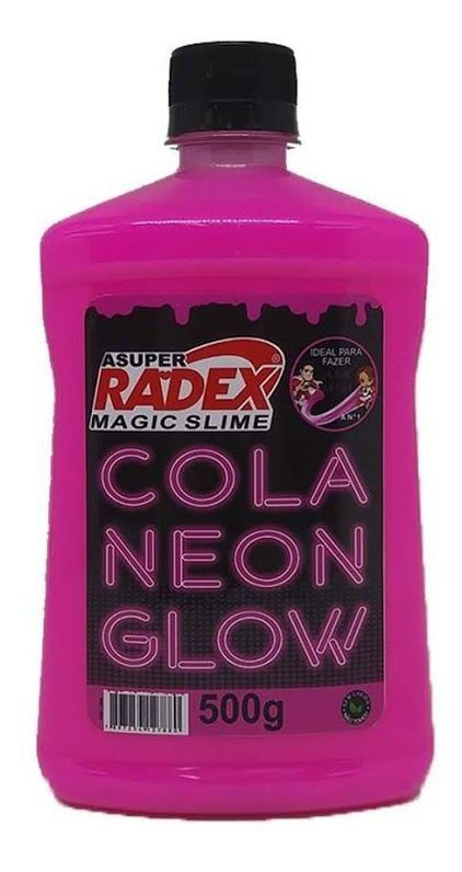 Cola Slime Glow Radex Rosa Neon 500Gr R.7308 Unidade