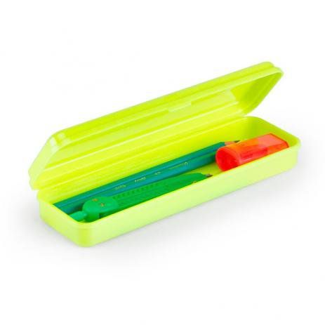 Estojo Plástico Waleu Amarelo Neon 20cm Comprimento x 6cm Largura x 3cm Altura R.10080014 a Unidade