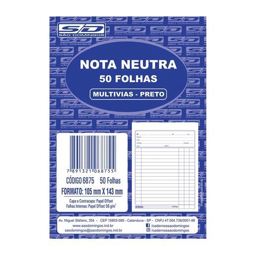 Talão Nota Neutra 1/36 São Domingos 1 Via 10cm x 14cm R.6875 Com 50 Folhas