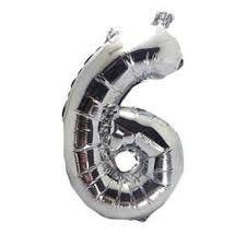 Balão Metalizado Número 6 Prata 40Cm Unidade