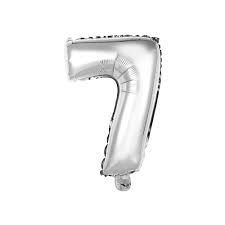 Balão Metalizado Número 7 Prata 40Cm Unidade