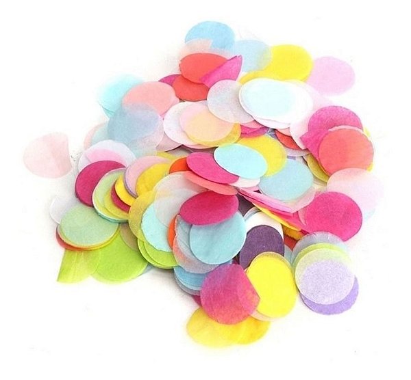 Confete Papel De Seda Para Balão ou Bola - Circulos Multicores Pastel Colorido R.Af103-11