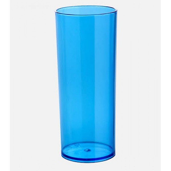Copo Acríico Long Drink Azul Transparente 300ml 14cm Altura 5cm de Boca Unidade