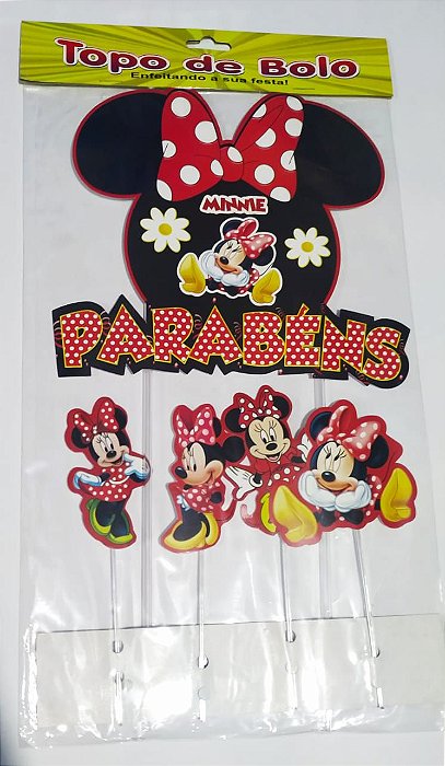 Topo Para Bolo Coutinho Red Minnie