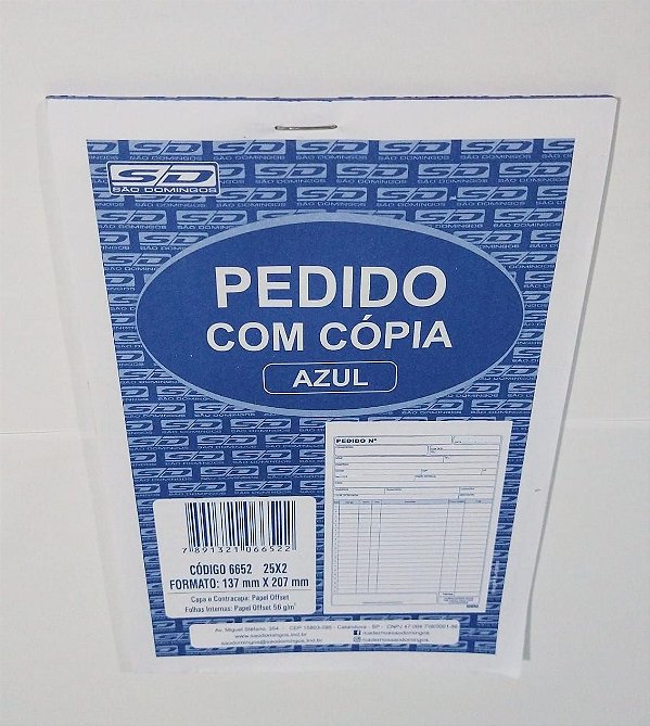 Talão de Pedido Com Cópia Cor Azul São Domingos 137mm x 207mm Com 25 Folhas R.6652 Unidade