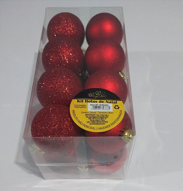 Bola de Natal 5cm Cor Vermelho R.ntb5202 Pacote Com 16 Unidades