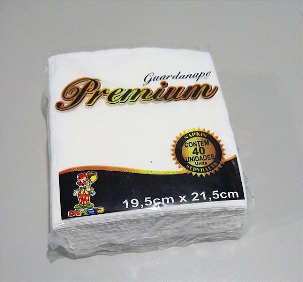 Guardanapo Premium Dafesta Branco 19,5cm x 21,5cm Pacote Com 40