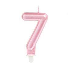 Vela Cromus Perolizada Pink Número 7 Unidade