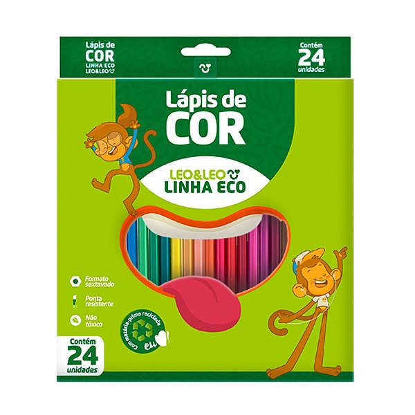 Lápis de Cor Ecológico Leoleo Com 24 Cores Sortidas  R.4222