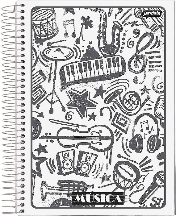 Caderno Espiral Para Música Universitário Capa Flexível Sortida Jandaia Basic Art 20cm x 27cm 40 folhas R.69695 Unidade
