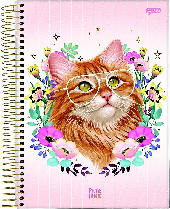 Caderno Espiral Universitário Capa Dura Sortida Jandaia Pet Holic 20cm x 27cm 1 matéria 80 folhas R.69024 Unidade