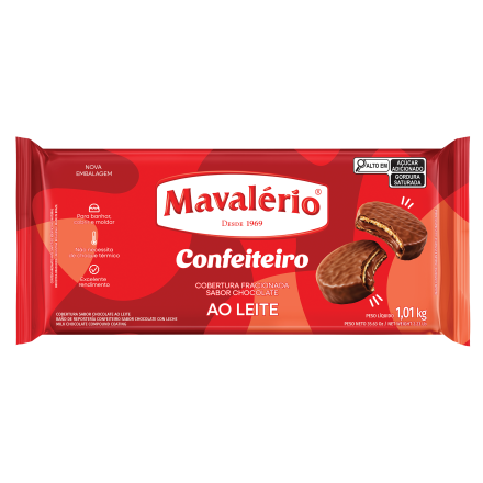 Cobertura Em Barra Confeiteiro Fracionada Mavalério Chocolate Ao Leite 1,01Kg R.09275 Unidade