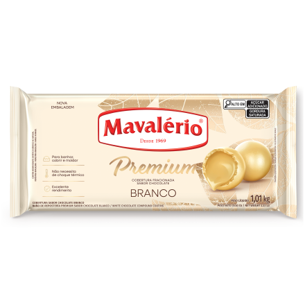 Cobertura Em Barra Premium Fracionada Mavalério Chocolate Branco 1,01kg R.09231 Unidade